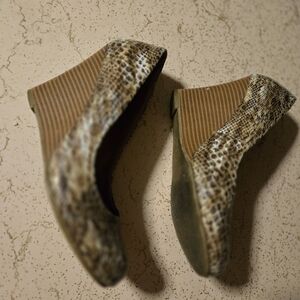Tan and Brown Leopard-Trim Wedges
